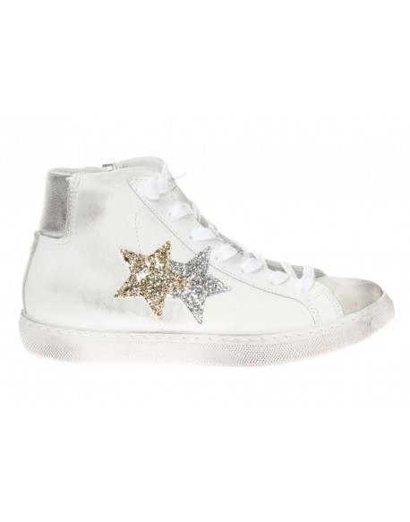 2Star  SNEAKERS HIGH BIANCO-GHIACCIO-ORO