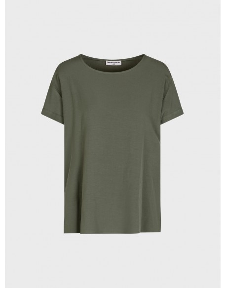 Lola  T shirt lino viscosa militare