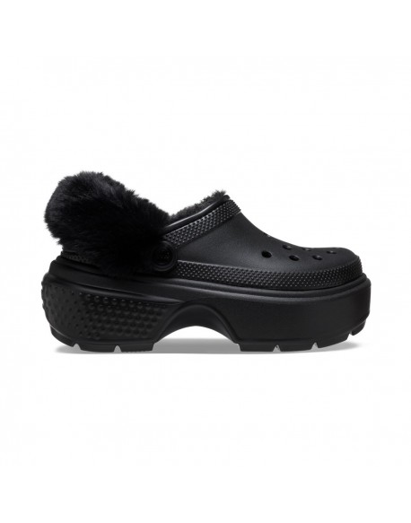 Crocs  Sabot con platform e pelliccia